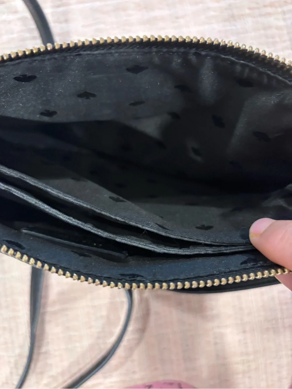 kate spade Black Pebbled Leather Crossbody with Gold Hardware